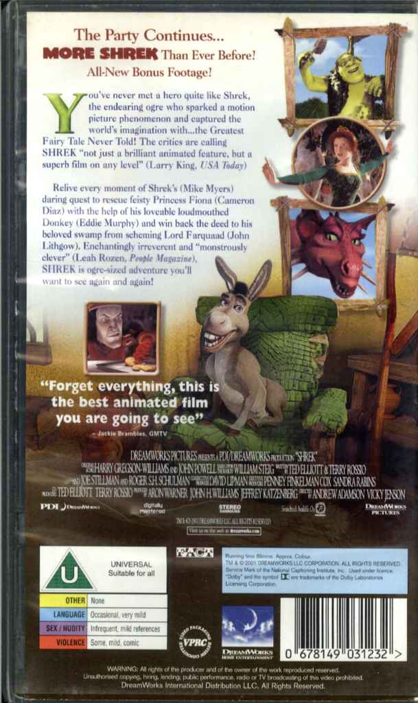 Shrek, VHS Video Tape | eBay