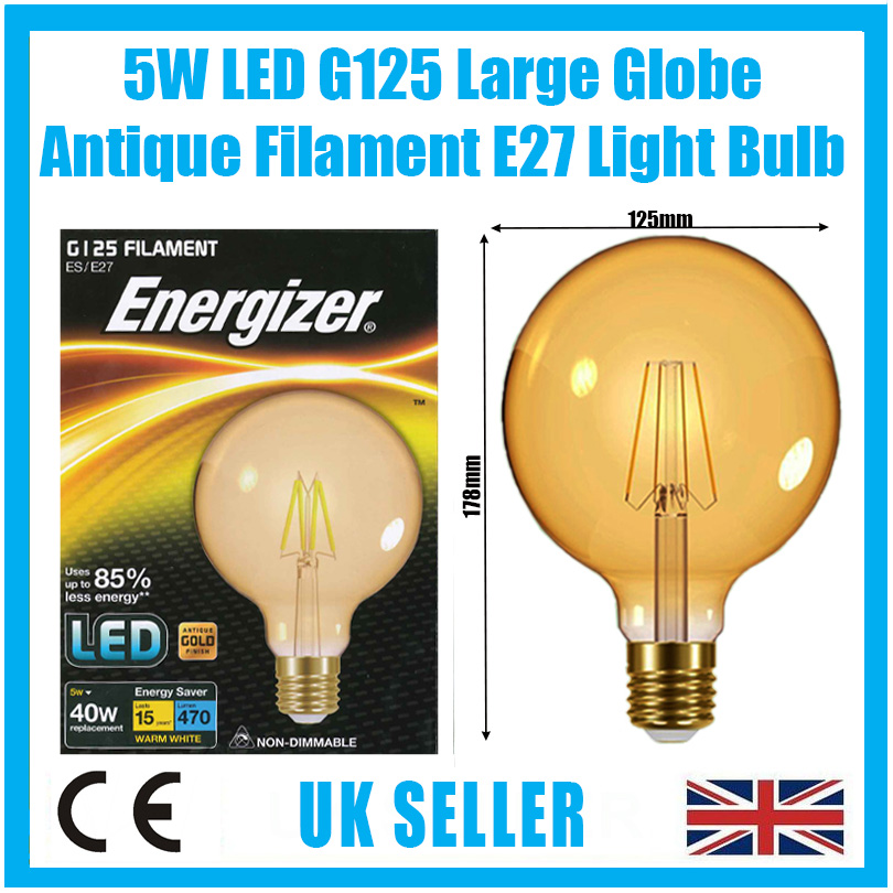 Ampoule Dorée Globe LED pour lampe à poser - G125 Filament simple Love -  5W E27 Décorative Vintage 2000K