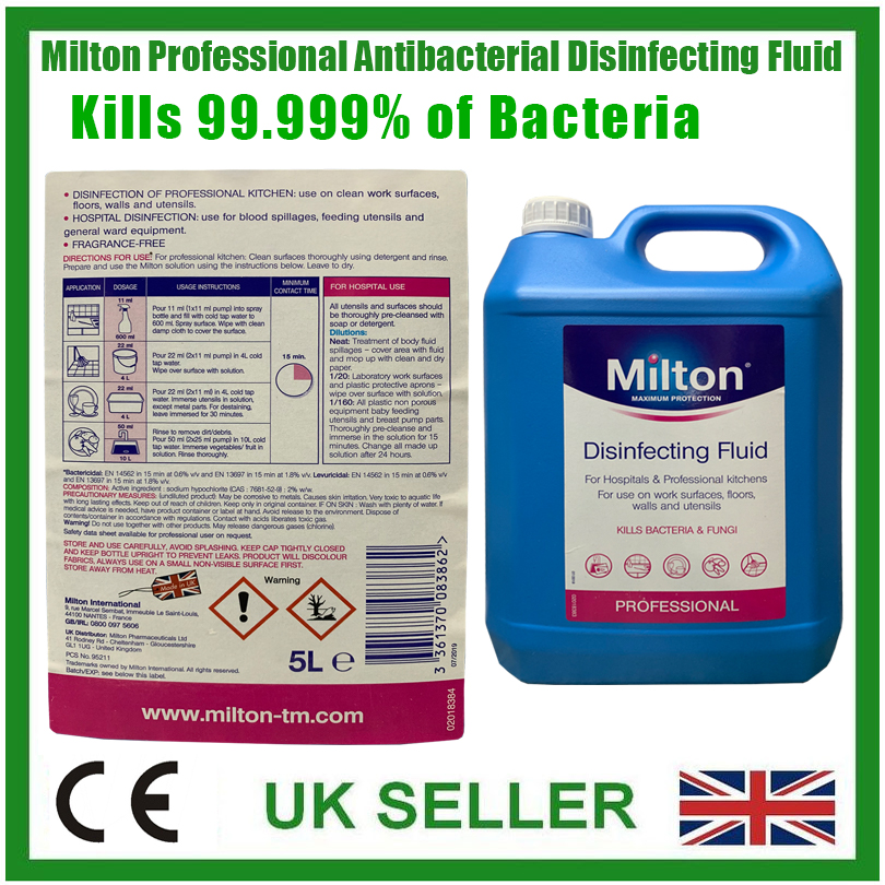 Milton 5 Litre Anti Bacterial Disinfecting Fluid En13697 Kills 99999