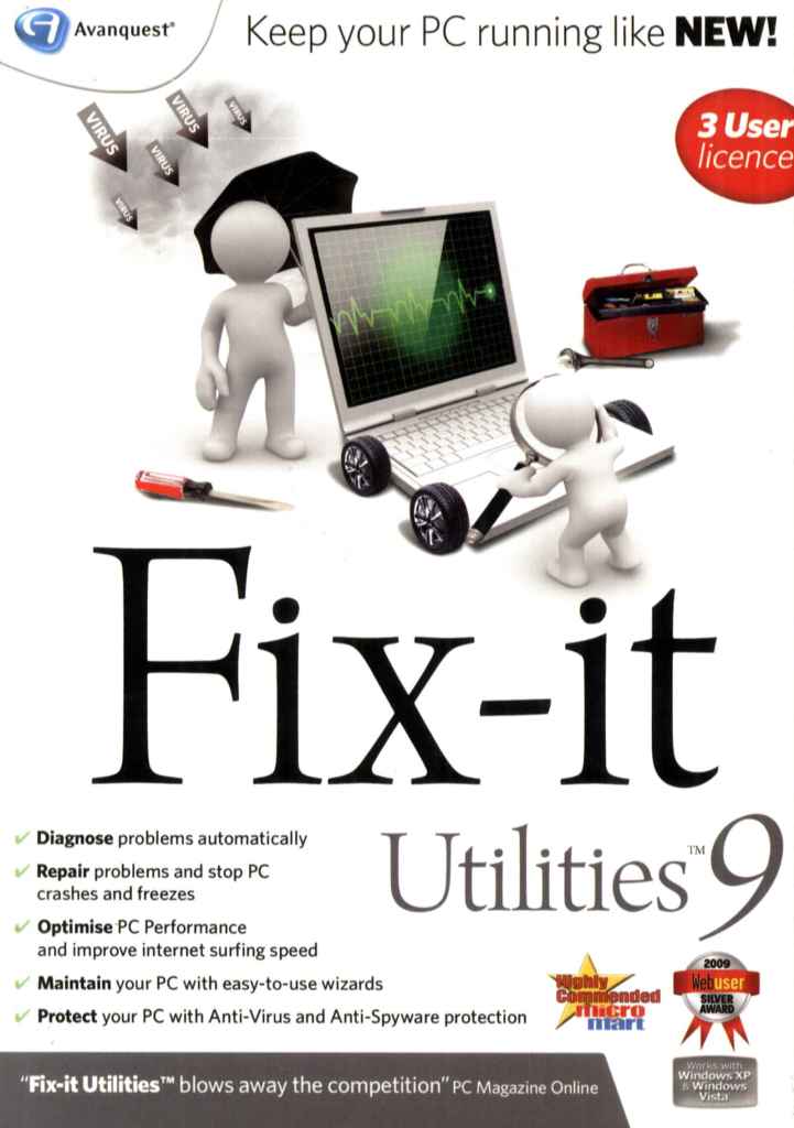 Fix It Utilities 9, Antivirus & Windows Repair 3 PCs  